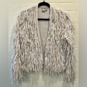 ASOS Cream Fringe Shaggy Open Front Cardigan Boho Festival 70’s Revival Size 0